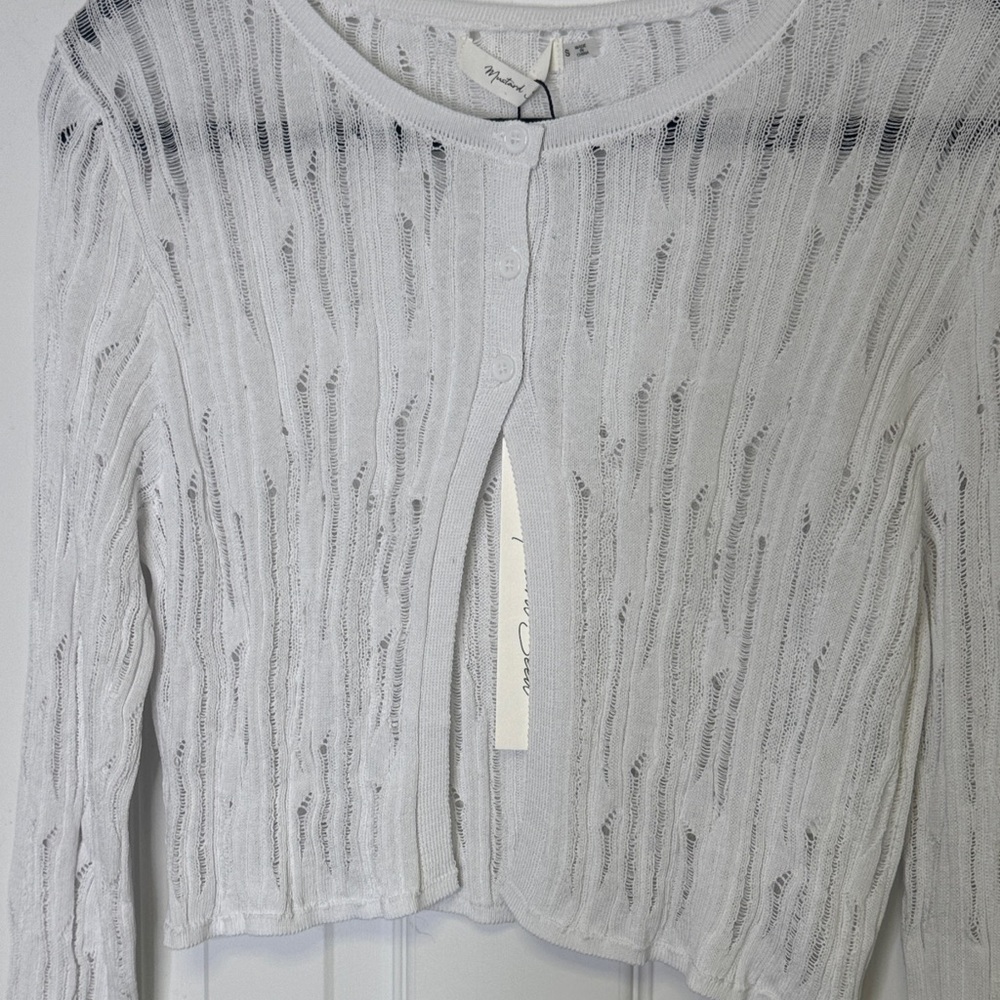 NWT Mustard Seed Open Front Distressed Cardigan – Size Small - Picture 5 of 7